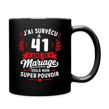41 ans de mariage: super pouvoir - Mug uni - noir - Droite