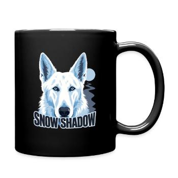 Retro Alpine White Shepherd, Schneeschattenhund Mom G - Tasse einfarbig - Schwarz - Rechts