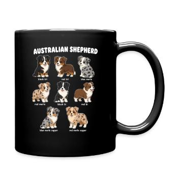 Tableau des couleurs pour les chiots Berger australien - Mug uni - noir - Droite