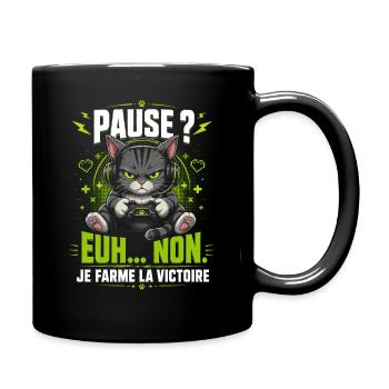 Pause Äh Nein, Ich Farm Den Sieg Katze Gamer - Tasse einfarbig - Schwarz - Rechts