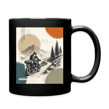 Biker on mountain road - Full Colour Mug - black - Right