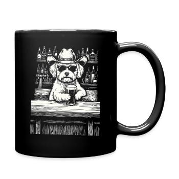 Cowboy Dog Beer Funny Maltheser - Full Colour Mug - black - Right