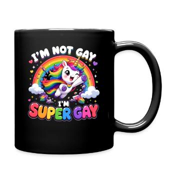  IM NOT GAY SUPER GAY Regenbogen Einhorn LGBTQ - Tasse einfarbig - Schwarz - Rechts