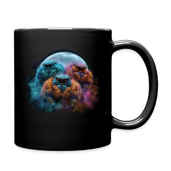 Chibi Jumping Spiders Galaxy Moon Kawaii Anime - Full Colour Mug - black - Right