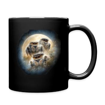 Springspinnen Winternacht Kawaii Chibi Wolfmond  - Tasse einfarbig - Schwarz - Rechts