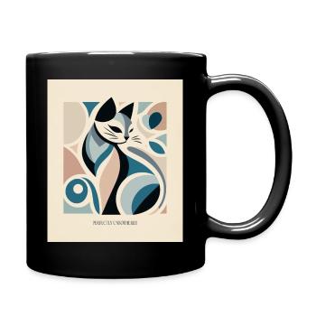 Perfectly Unbothered – Mid Century Cat - Tasse einfarbig - Schwarz - Rechts