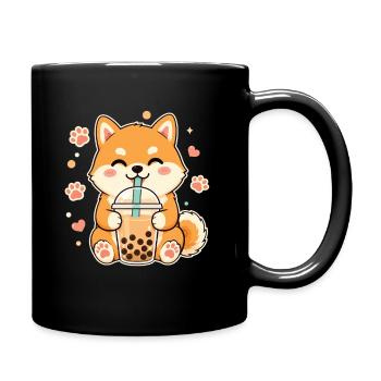 Shiba Inu Bubble Kawaii Doge Süß - Tasse einfarbig - Schwarz - Rechts