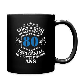 Papi Génial 80 Ans Cadeau Anniversaire Humour - Mug uni - noir - Droite