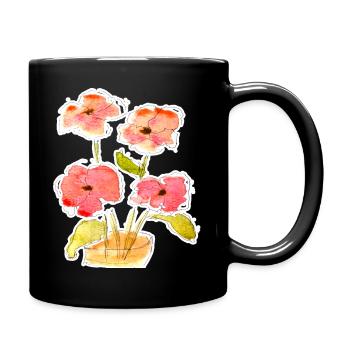 Water-coloured bouquet of flowers - Full Colour Mug - black - Right