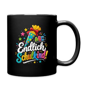 Endlich Schulkind ! - Tasse einfarbig - Schwarz - Rechts