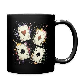 Mehrfarbige Ace Square Splash-Art-Karten - Tasse einfarbig - Schwarz - Rechts