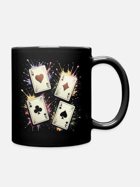 Multicolor Ace Square Splash Art Cards - Full Colour Mug - black