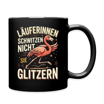 Läuferinnen Schwitzen nicht sie Glitzer Flamingo  - Tasse einfarbig - Schwarz - Rechts