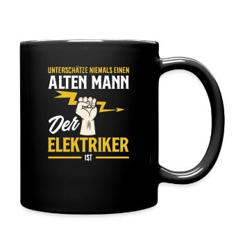 Alter Mann Der Elektriker Ist - Tasse einfarbig - Schwarz - Rechts