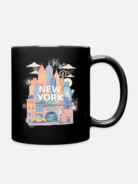 New York Watercolor Skyline - Tasse einfarbig - Schwarz