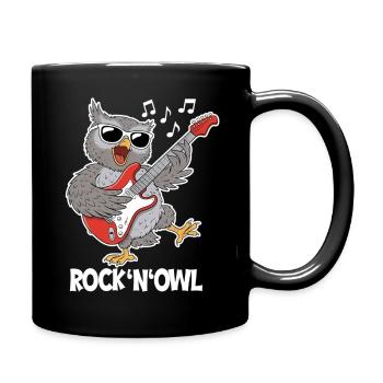 Rock N‘ Owl – Eule mit E-Gitarre - Tasse einfarbig - Schwarz - Rechts