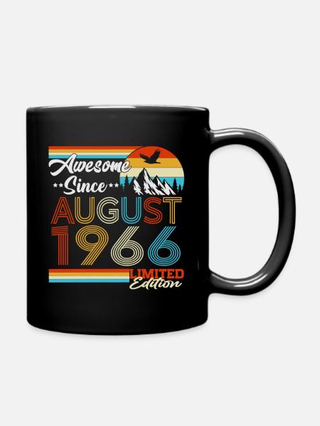 August 1966 Vintage Retro Geburtstag Geschenk - Tasse einfarbig - Schwarz