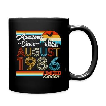 August 1986 Vintage Geburtstag Geschenk Retro - Tasse einfarbig - Schwarz - Rechts