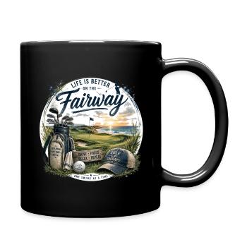 Life is Better on the Fairway – Golf Gift Desi - Full Colour Mug - black - Right