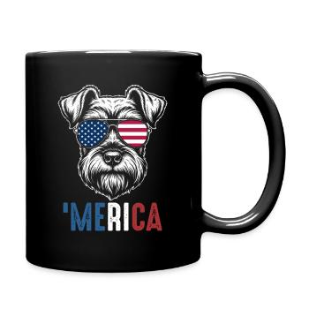Merica Patriotic Schnauzer American Flag Pride - Tasse einfarbig - Schwarz - Rechts