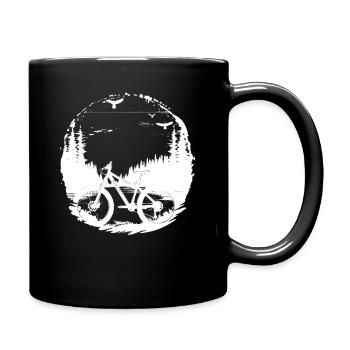Mountainbiker Illustration - Tasse einfarbig - Schwarz - Rechts