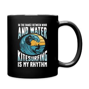  Im Tanz Zwischen Wind Und Wasser Kitesurfen Ist - Tasse einfarbig - Schwarz - Rechts