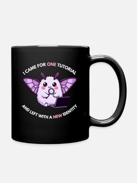 Ein Tutorial, neue Identität – Mottenhumor - Tasse einfarbig - Schwarz