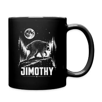 Vintage Waschbär Jimothy Vollmondsonnenuntergang - Tasse einfarbig - Schwarz - Rechts
