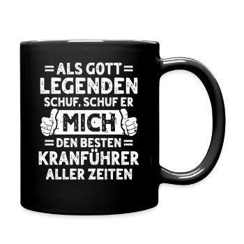 Kranführer - Tasse einfarbig - Schwarz - Rechts