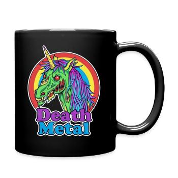 Death Metal – Zombie Einhorn Cartoon - Tasse einfarbig - Schwarz - Rechts