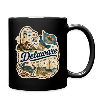 Delaware The First State Vintage-Aufkleber - Tasse einfarbig - Schwarz - Rechts