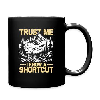 I know a shortcut Hiking Mountains Mountaineering - Full Colour Mug - black - Right