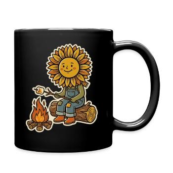 Sonnenblume Lagerfeuer Marshmallow Camping - Tasse einfarbig - Schwarz - Rechts