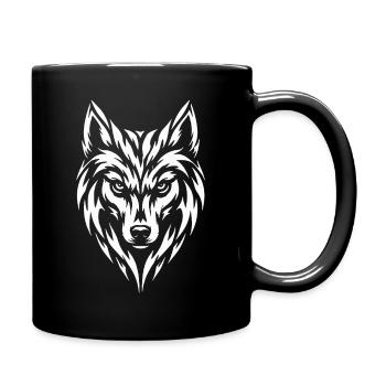 Wolf Tribal Tattoo Style - Tasse einfarbig - Schwarz - Rechts