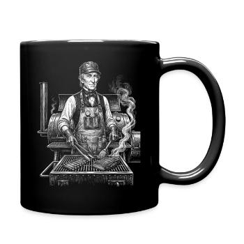 John Tyler beim BBQ-Grillen - Tasse einfarbig - Schwarz - Rechts