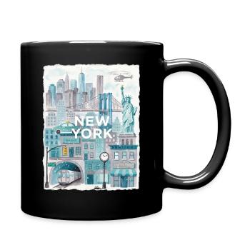 Silhouette aquarelle de New York - Mug uni - noir - Droite