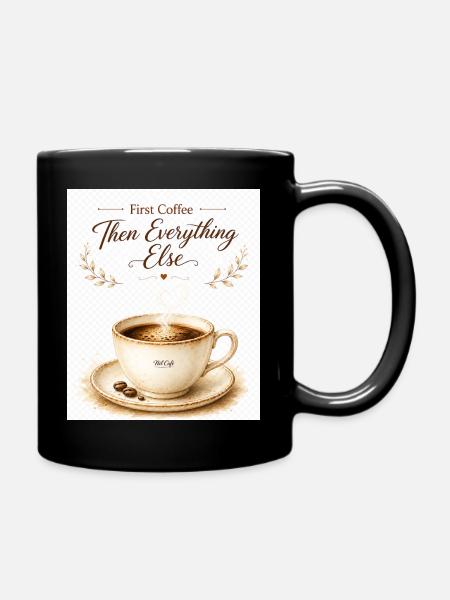 first_coffe_everything_else - Full Colour Mug - black