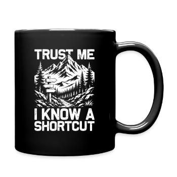 I know a shortcut Hiking Mountains Mountaineering - Full Colour Mug - black - Right