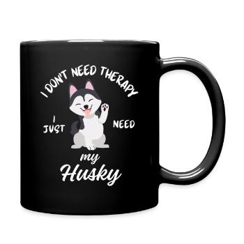 Husky Therapy Dog - Full Colour Mug - black - Right
