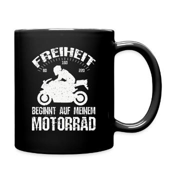 Freiheit Motorrad - Tasse einfarbig - Schwarz - Rechts