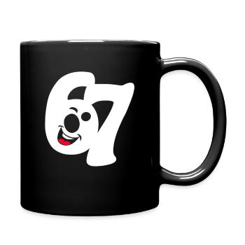 six seven | Number duo 6 and 7 | Happy face - Full Colour Mug - black - Right