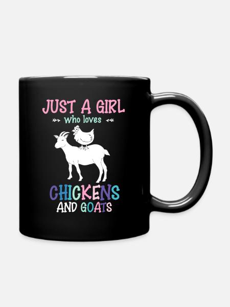 Juste une fille qui aime les poulets et les chèvres - Mug uni - noir