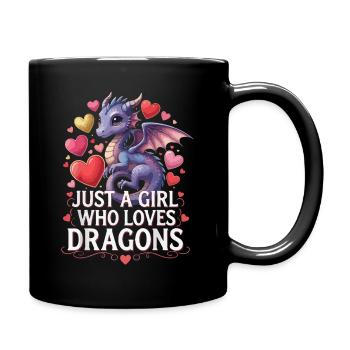 Drachenliebendes Mädchen - Tasse einfarbig - Schwarz - Rechts