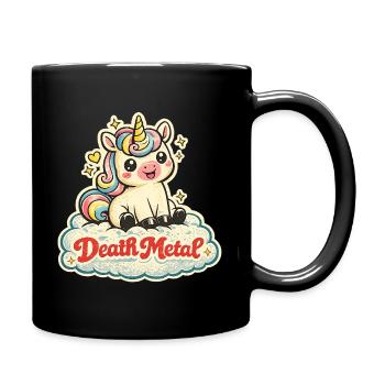 Death Metal Unicorn – Retro 70s Vintage - Tasse einfarbig - Schwarz - Rechts