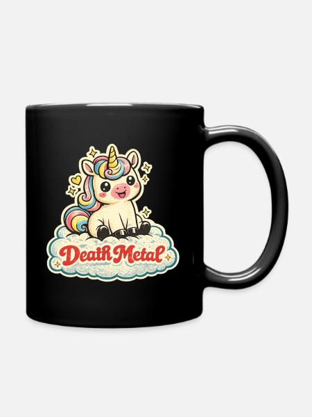Death Metal Unicorn – Retro 70s Vintage - Tasse einfarbig - Schwarz