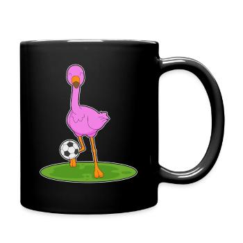 Flamingo Fußballspieler Fußball - Tasse einfarbig - Schwarz - Rechts
