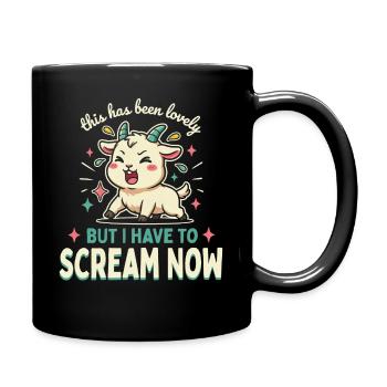 Süßer schreiender Ziegen-Cartoon auf Tee - Tasse einfarbig - Schwarz - Rechts