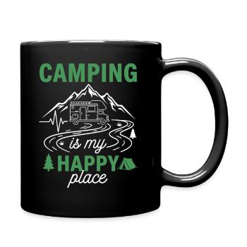 Camping ist mein Happy Place - Tasse einfarbig - Schwarz - Rechts
