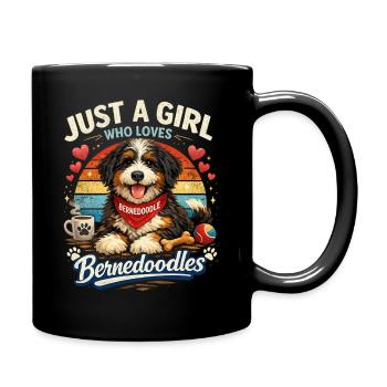 Einfach nur ein Mädchen, das Bernedoodles liebt - Tasse einfarbig - Schwarz - Rechts