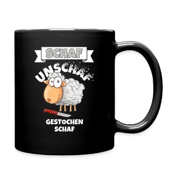Schaf Unschaf Gestochen Schaf Wortspiel - Tasse einfarbig - Schwarz - Rechts